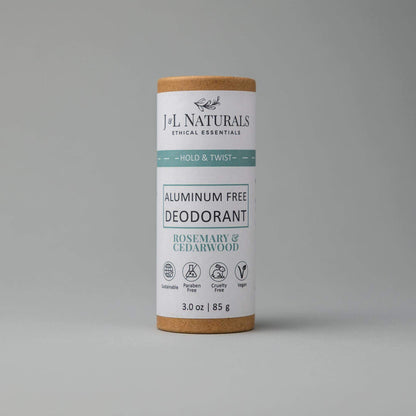 Close-up of the Rosemary & Cedarwood Deodorant stick with a white background