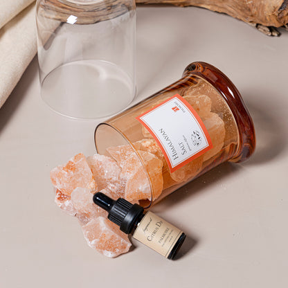 Himalayan Salt Gemstone Diffuser on its side showcasing its beautiful gemstones hidden instead