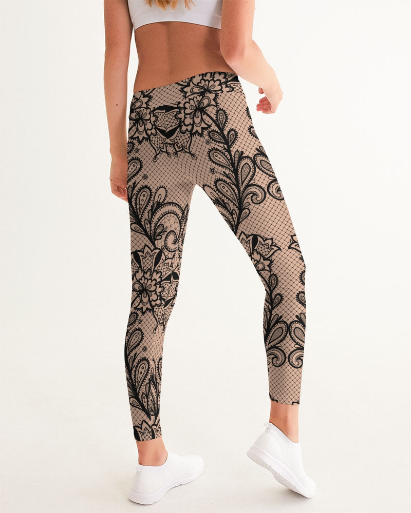 Black & Nude Lace Yoga Pants look from the back