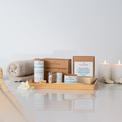 Simple Self-Care Kit arranged with soothing natural elements.