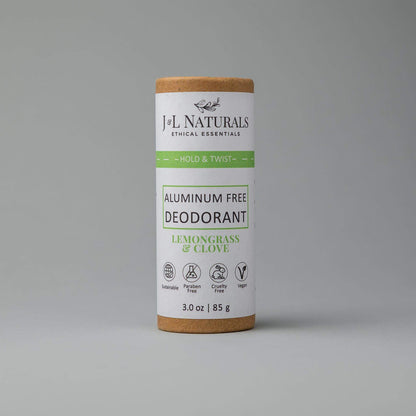 Close-up of the Lemongrass & Clove Deodorant stick with a white background